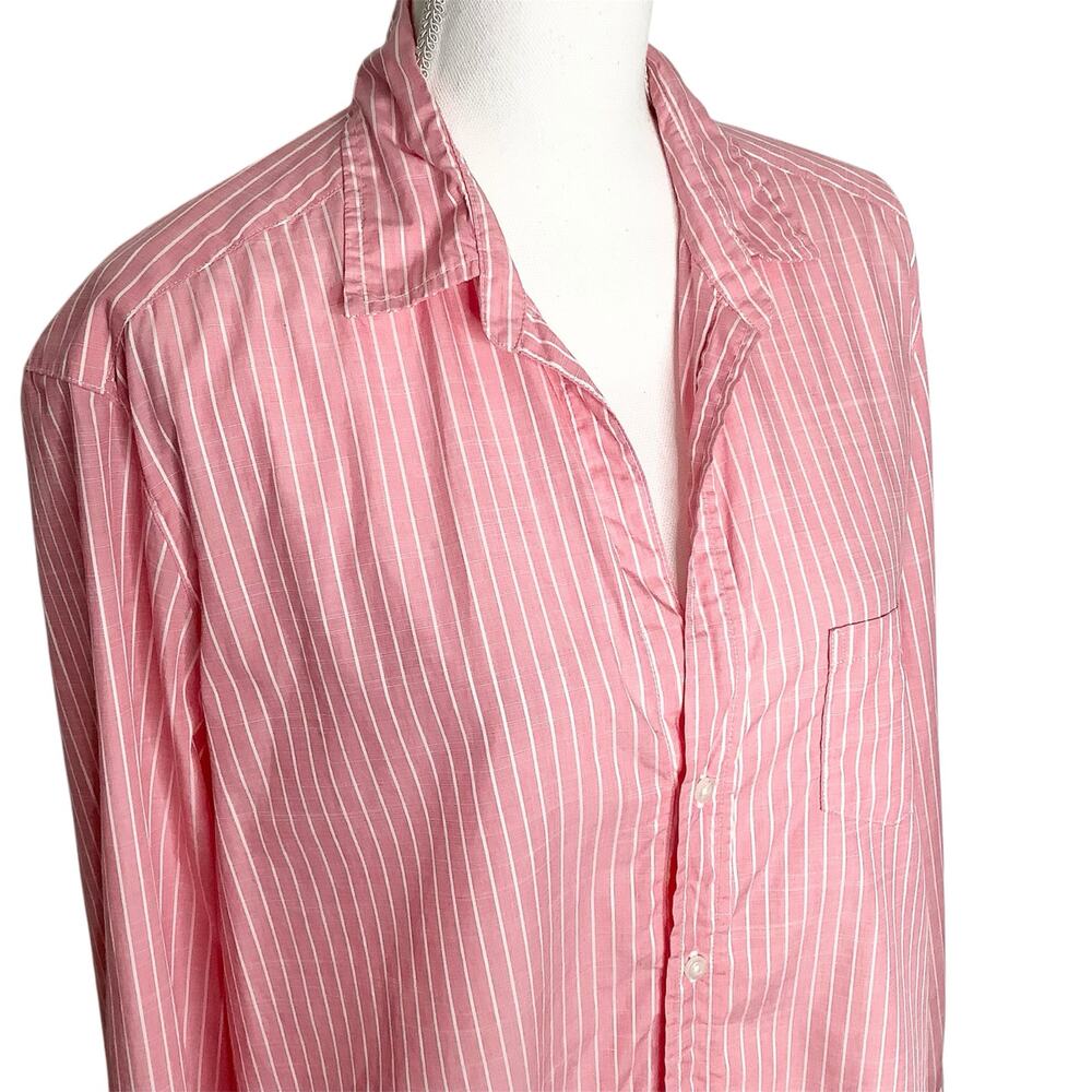 Frank & Eileen Pink White Striped Eileen Button Up Shirt Top Large - Picture 3 of 8